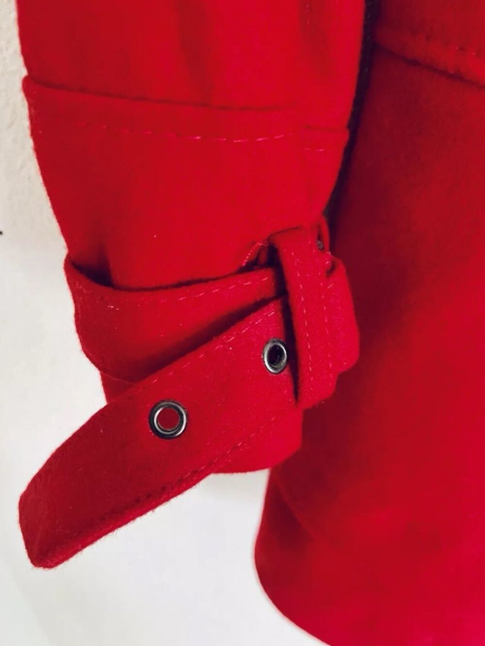 Women's Red Wool Blend Coat – Size Small – Classic Elegant Peacoat - Picture 6 of 7